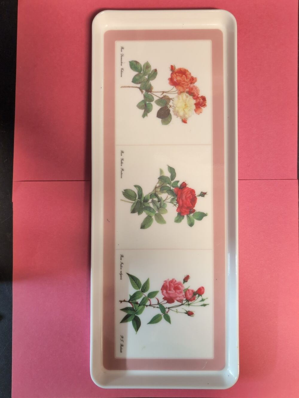 Vintage Design Imports Italy Botanical Melamine Tray Plastic Roses Floral